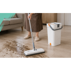 MOP Z WIADREM WASH + DRY 2 KOMORY – 33 CM + 4 WKŁADY Z MIKROFIBRY