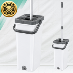 MOP Z WIADREM 2-KOMOROWYM WASH + DRY ALUMINIOWA GŁOWICA 33 CM 4 WKŁADY MIKROFIBRA