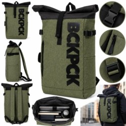 Plecak NORLÄNDER BCKPCK Rolltop 36L na Laptop 15,6” Wodoodporny Zielony/Czarny