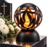 ZNICZ LED DUŻA KULA PŁOMIEŃ 25 CM CZARNY ELEGANCKA DEKORACJA NA CMENTARZ