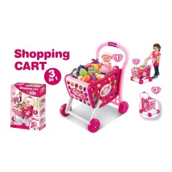 Koszyk wózek na zakupy z owocami warzywami różowy