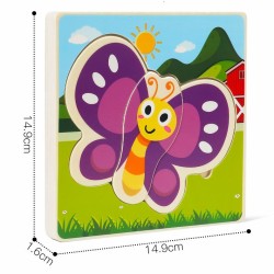 DREWNIANE PUZZLE MONTESSORI DLA DZIECI MOTYLEK MWZ-3155